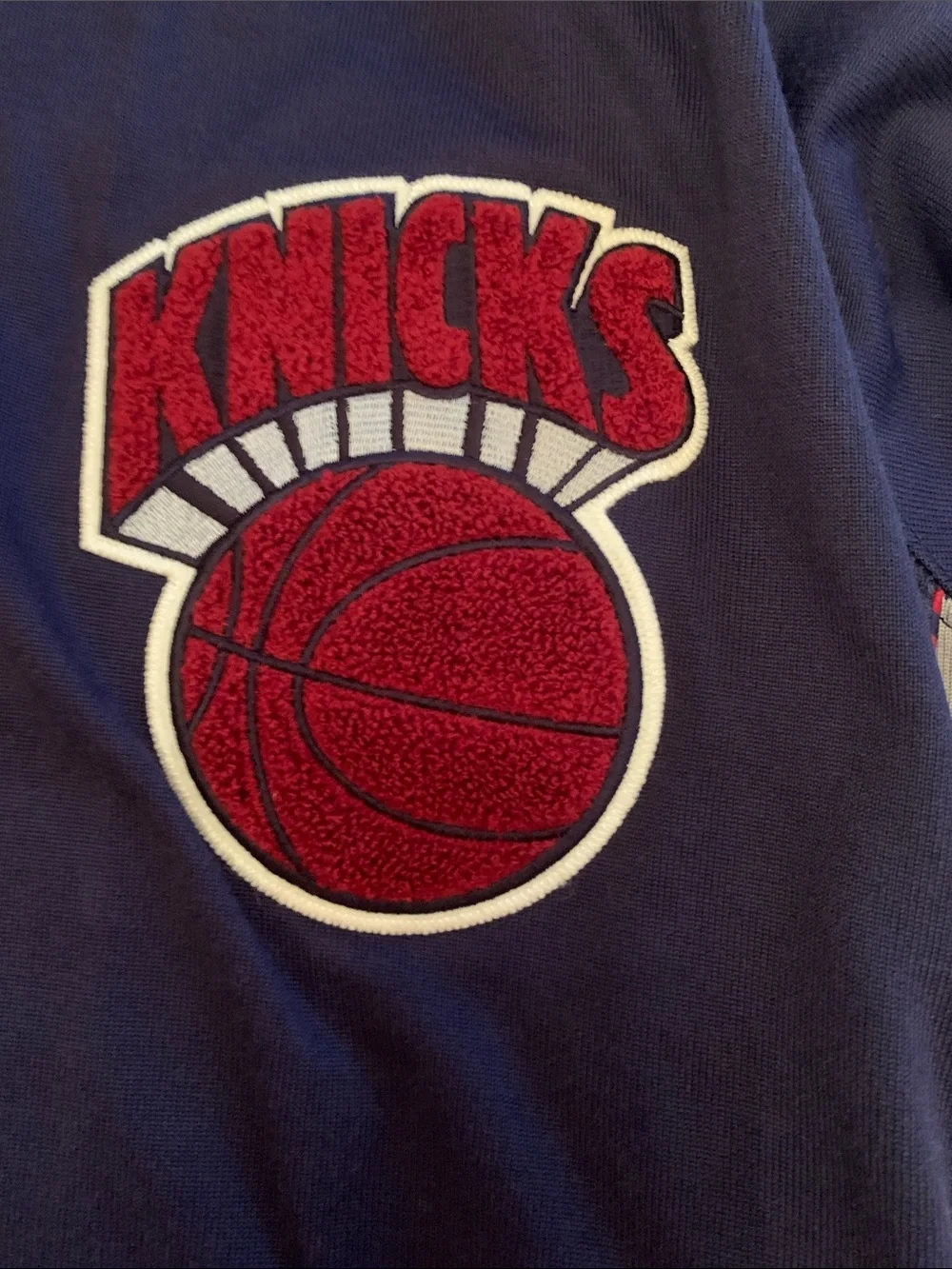 Mitchell & Ness Navy, Gray & Red Knicks Track Jacket